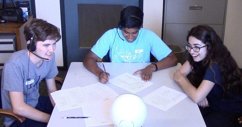 Example study setup showing group interaction with robot